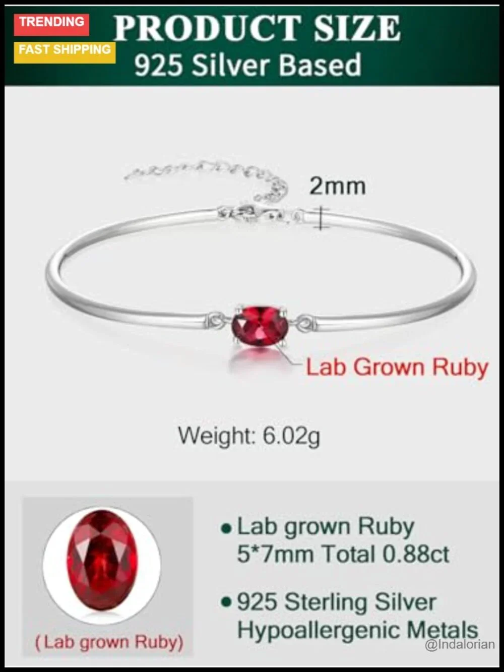 1 Carat Oval Cut Lab-Created Ruby Cuff Bracelet, 925 Sterling Silver Gold